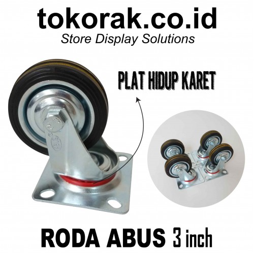 RODA ABUS PLAT HIDUP KARET 3 INCH